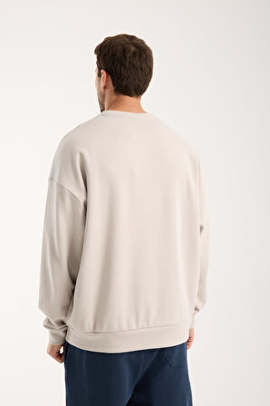 %100 Pamuk Erkek Oversize Sweatshirt  | Bisiklet Yaka, Günlük Basic