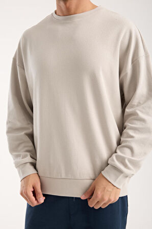 %100 Pamuk Erkek Oversize Sweatshirt  | Bisiklet Yaka, Günlük Basic