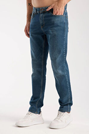 Streç Dar Paça Erkek Kot Pantolon - Esnek Likralı Slim Fit Jean - Konforlu Pamuklu Kumaş