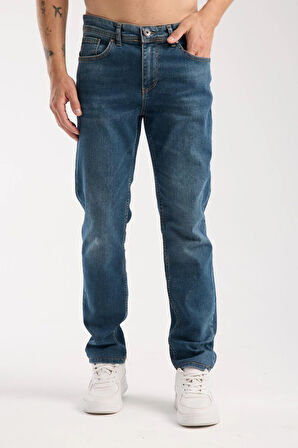 Streç Dar Paça Erkek Kot Pantolon - Esnek Likralı Slim Fit Jean - Konforlu Pamuklu Kumaş