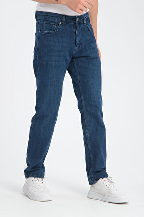 Düz Kesim Erkek Kot Pantolon - Esnek Kumaş, Normal Kalıp Jean (%98 Pamuk)