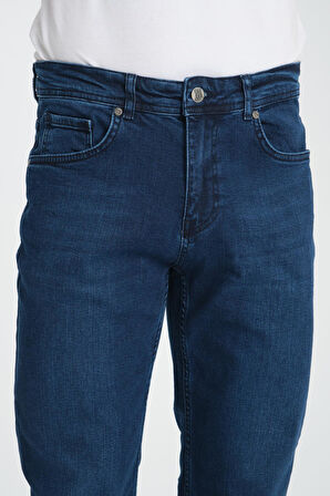 Likralı Regular Kesim Mavi Erkek Jean - Konforlu Pamuklu Pantolon