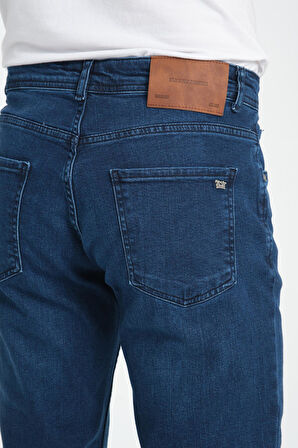 Likralı Regular Kesim Mavi Erkek Jean - Konforlu Pamuklu Pantolon