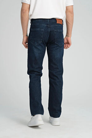 Erkek Regular Fit Düz Paça Kot Pantolon - Esnek %98 Pamuk %2 Likra Jean