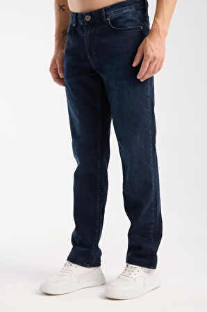 Erkek Regular Kesim Jean Pantolon %98 Pamuk %2 Elastan Koyu Denim Kot