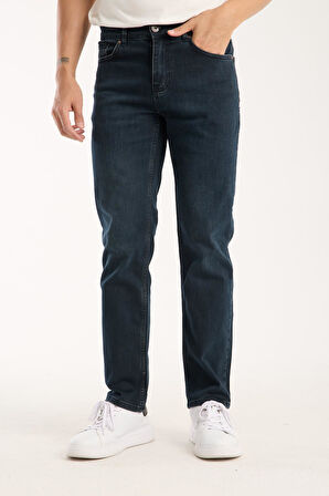 Erkek Regular Fit Likralı Esnek Kot Pantolon - %98 Pamuk %2 Lycra