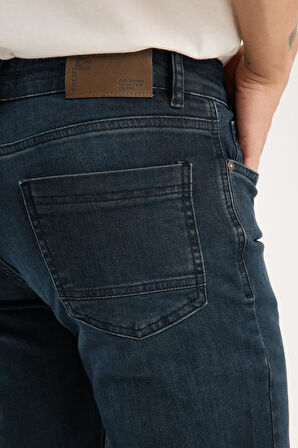 Erkek Regular Fit Likralı Esnek Kot Pantolon - %98 Pamuk %2 Lycra