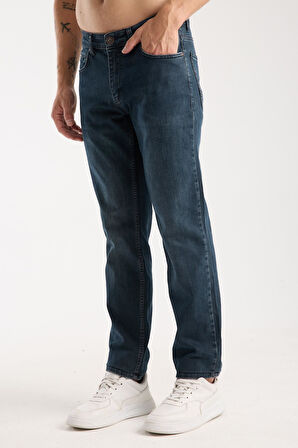 Erkek Kot Pantolon Jean Regular Fit Pamuklu Esnek Straight Leg Denim - %98 Pamuk 52 Lycra