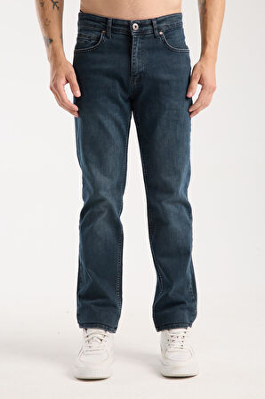 Erkek Kot Pantolon Jean Regular Fit Pamuklu Esnek Straight Leg Denim - %98 Pamuk 52 Lycra
