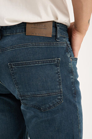 Erkek Kot Pantolon Jean Regular Fit Pamuklu Esnek Straight Leg Denim - %98 Pamuk 52 Lycra
