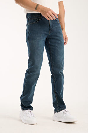 Erkek Kot Pantolon Jean Regular Fit Pamuklu Esnek Straight Leg Denim - %98 Pamuk 52 Lycra