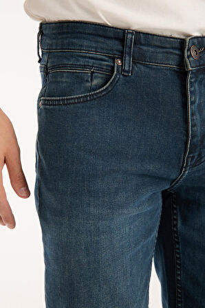 Erkek Kot Pantolon Jean Regular Fit Pamuklu Esnek Straight Leg Denim - %98 Pamuk 52 Lycra
