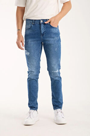 Erkek Slim Fit Esnek Kumaş, %98 Pamuklu Dar Kalıp Jean 