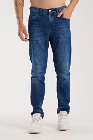 Erkek Slim Fit Esnek Kumaş, %98 Pamuklu Dar Kalıp Jean 
