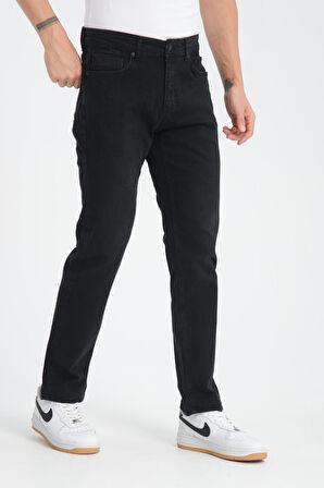 Düz Kesim Erkek Kot Pantolon - Esnek Kumaş, Normal Kalıp Jean (%98 Pamuk)