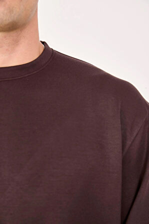 %100 Pamuk Erkek Sweatshirt Kalın Kumaş Uzun Kol 