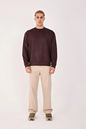 %100 Pamuk Erkek Sweatshirt Kalın Kumaş Uzun Kol 