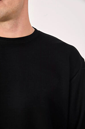 %100 Pamuk Erkek Sweatshirt Kalın Kumaş Uzun Kol 