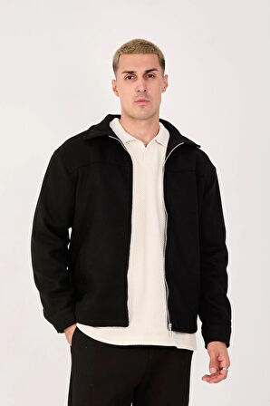 Erkek Kaşe Gömlek Yaka Ceket Fermuarlı Şık Mont