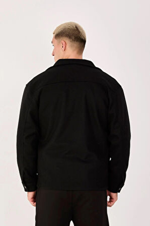 Erkek Kaşe Gömlek Yaka Ceket Fermuarlı Şık Mont