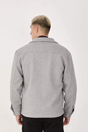 Erkek Kaşe Gömlek Yaka Ceket Fermuarlı Şık Mont