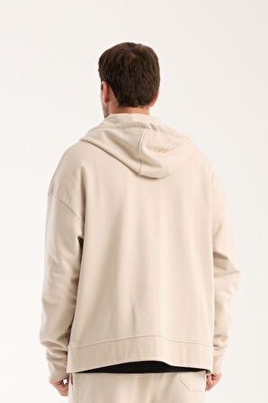 %100 Pamuk Erkek Oversize Fermuarlı Kapüşonlu Sweatshirt | Bol Kesim Hoodie