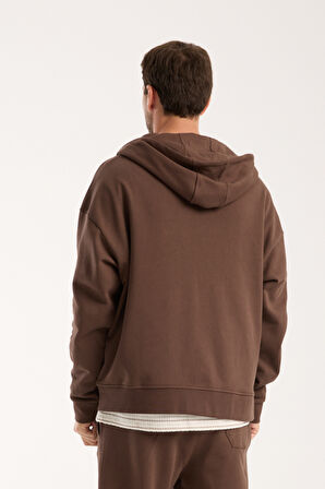 %100 Pamuk Erkek Oversize Fermuarlı Kapüşonlu Sweatshirt | Bol Kesim Hoodie