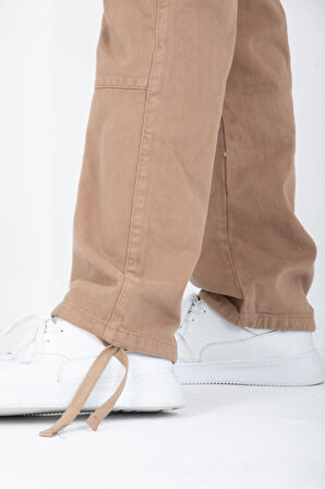 Basic %100 Pamuk Loose Fit Baggy Pantolon Paçası Büzülür İpli | Rahat Kalıp