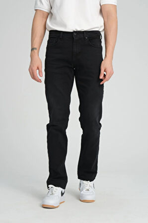 Erkek Regular Fit Düz Paça Kot Pantolon - Esnek %98 Pamuk %2 Likra Jean