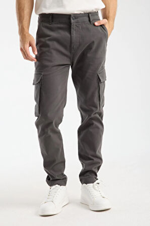 Erkek Kargo Pantolon Slim Fit - %98 Pamuk Likralı Yan Cepli Model