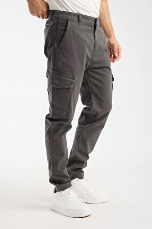 Erkek Kargo Pantolon Slim Fit - %98 Pamuk Likralı Yan Cepli Model