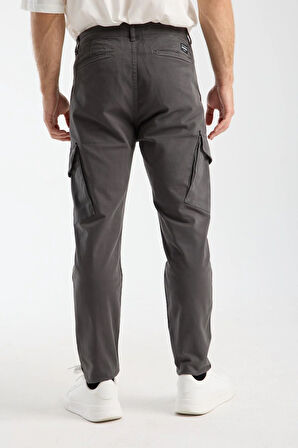 Erkek Kargo Pantolon Slim Fit - %98 Pamuk Likralı Yan Cepli Model