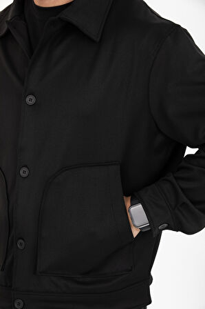 Erkek Mont Ceket - Smart Casual Gömlek Yaka Model - Poliviskon Kumaş 