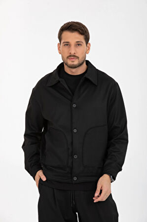 Erkek Mont Ceket - Smart Casual Gömlek Yaka Model - Poliviskon Kumaş 