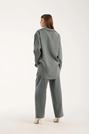 İpeksi Yumuşaklıkta Modal Kumaş Rahat Kesim Uzun Gömlek