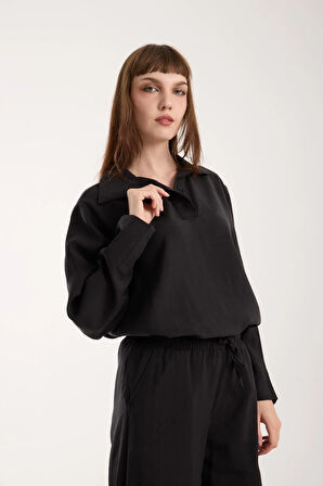 İpeksi Yumuşaklıkta Modal Kumaş Rahat Kesim Uzun Gömlek