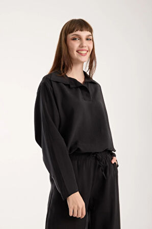 İpeksi Yumuşaklıkta Modal Kumaş Rahat Kesim Uzun Gömlek