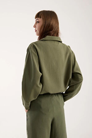 İpeksi Yumuşaklıkta Modal Kumaş Rahat Kesim Uzun Gömlek