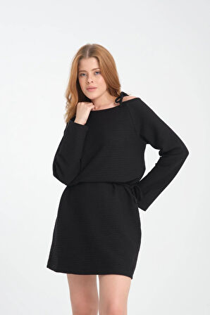 %100 Pamuk Diz Üstü Rahat Kesim Günlük Elbise