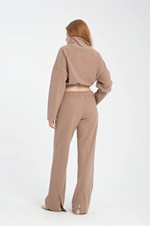 Pamuklu Boğazlı Crop Sweatshirt