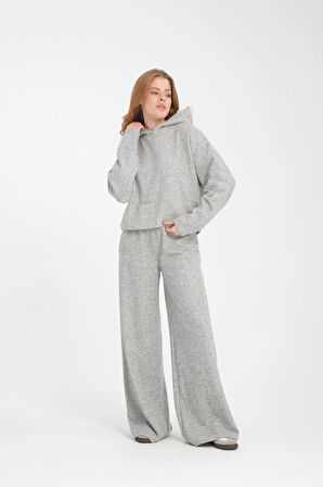 Selanik Kumaş Kısa Kesim Sweatshirt - Kapüşonlu Rahat Kalıp