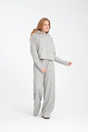 Selanik Kumaş Kısa Kesim Sweatshirt - Kapüşonlu Rahat Kalıp