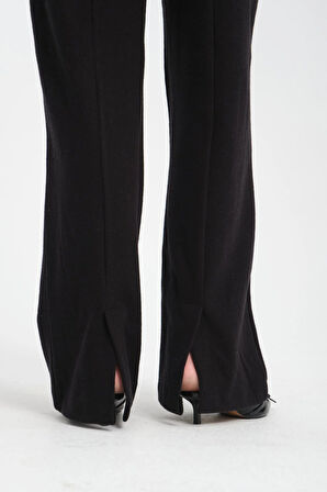 Selanik Kumaş Yırtmaçlı Paça Detaylı Kadın Pantolon