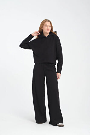 Selanik Kumaşı Wide Leg Kadın Pantolon/Eşofman Altı