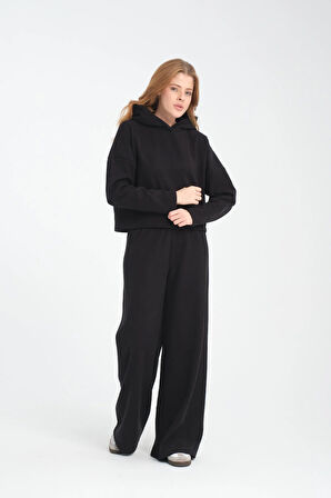 Selanik Kumaşı Wide Leg Kadın Pantolon/Eşofman Altı