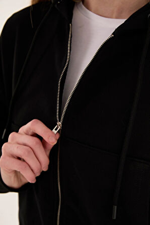 %100 Pamuk Kapüşonlu Fermuarlı Kadın Sweatshirt