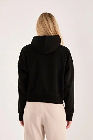 %100 Pamuk Kapüşonlu Fermuarlı Kadın Sweatshirt