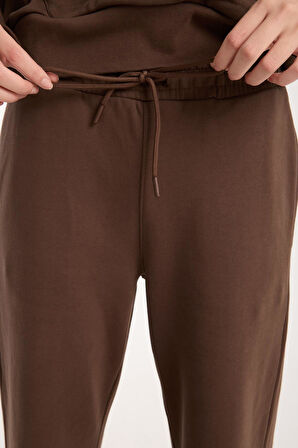 %100 Pamuk Geniş Paça Bağcıklı Kadın Pantolon/Eşofman Altı