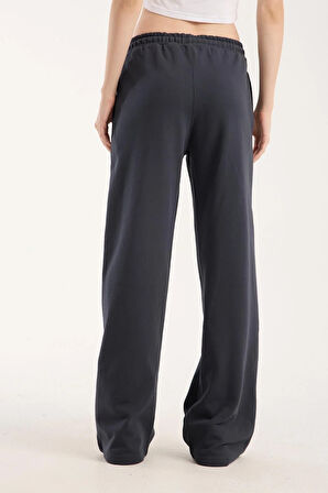 %100 Pamuk Geniş Paça Bağcıklı Kadın Pantolon/Eşofman Altı