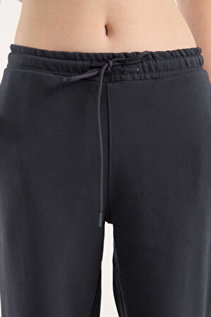 %100 Pamuk Geniş Paça Bağcıklı Kadın Pantolon/Eşofman Altı